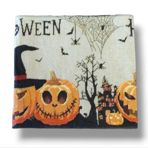 Halloween Spooky Jack O Lantern 54" Tapestry Table Runner NWOT - Picture 8 of 14